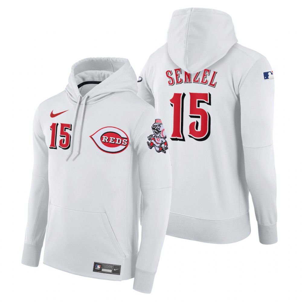 Men Cincinnati Reds #15 Senzel white home hoodie 2021 MLB Nike Jerseys